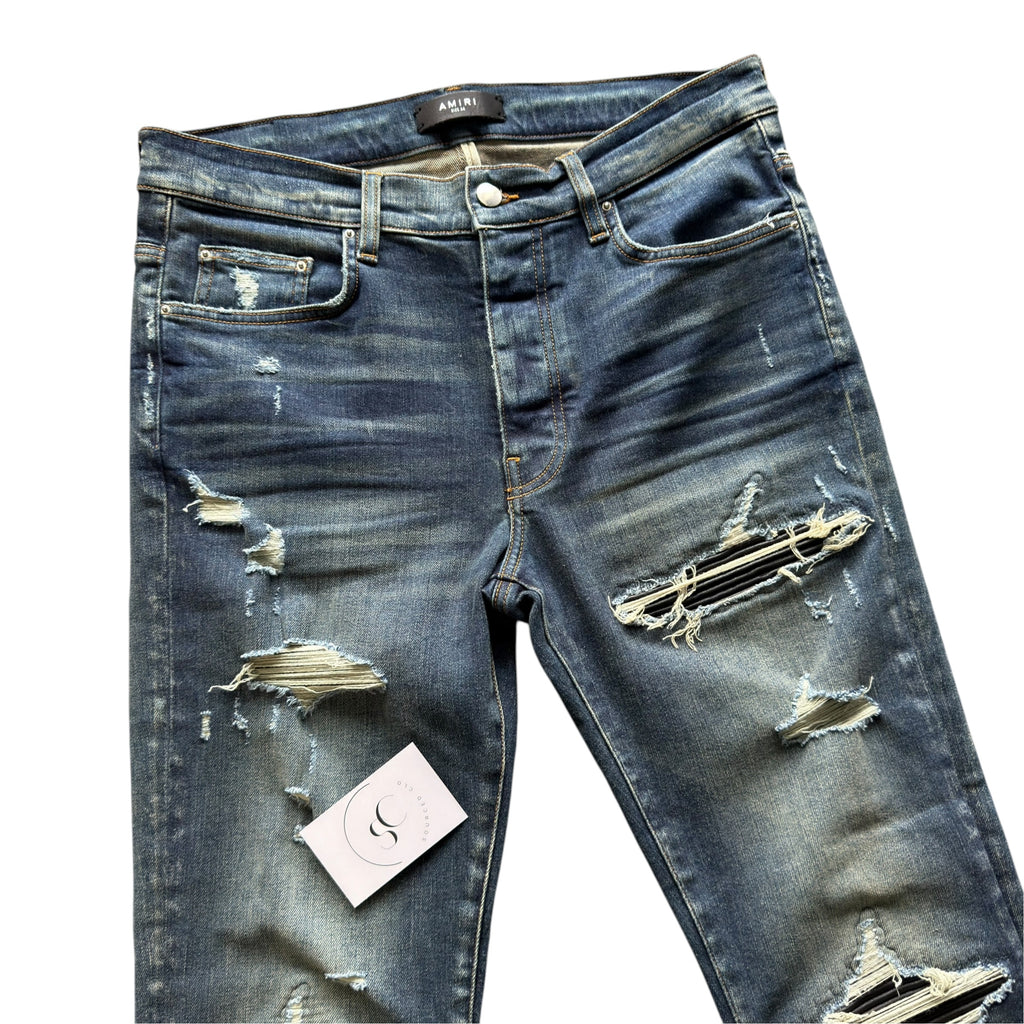 Amiri Dark Blue Distressed Jeans