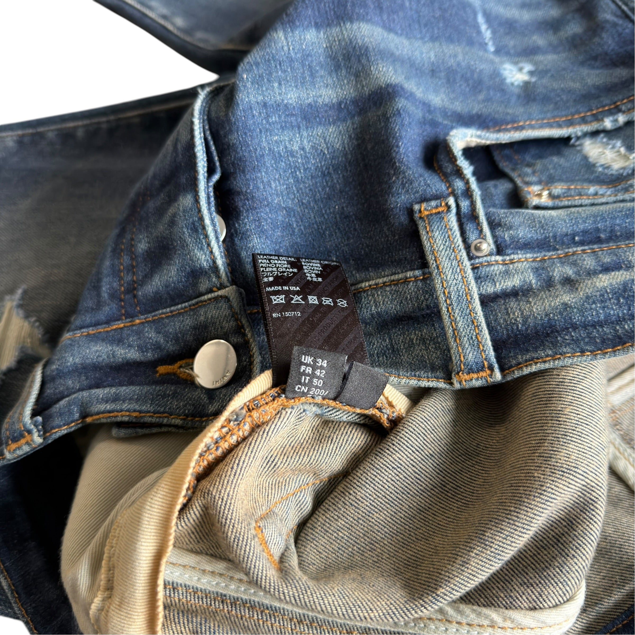 Amiri Dark Blue Distressed Jeans