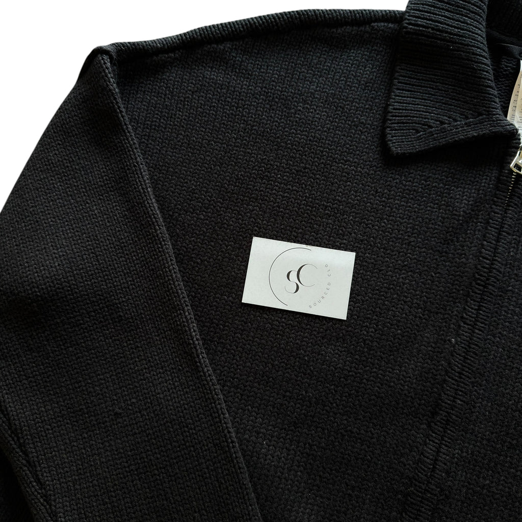 Alo Heritage Black Knit Zip Jacket