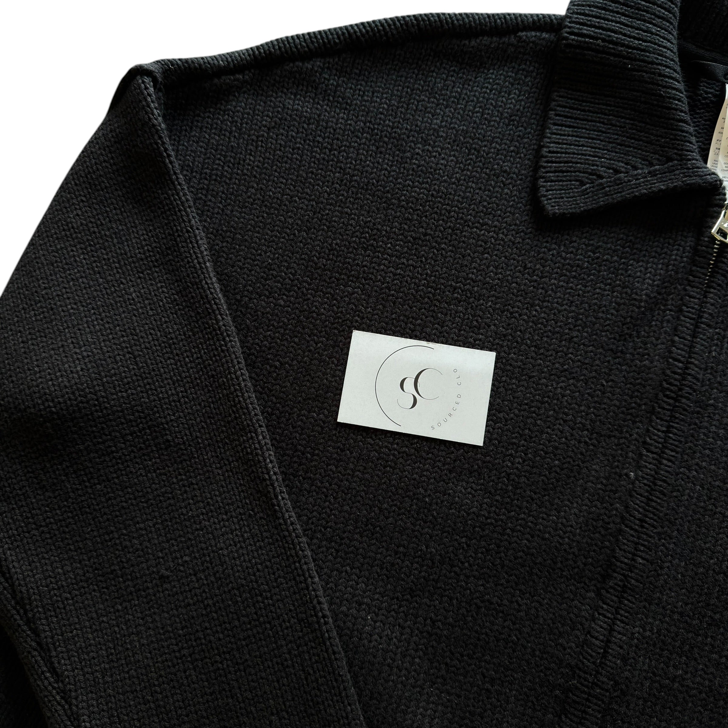 Alo Heritage Black Knit Zip Jacket