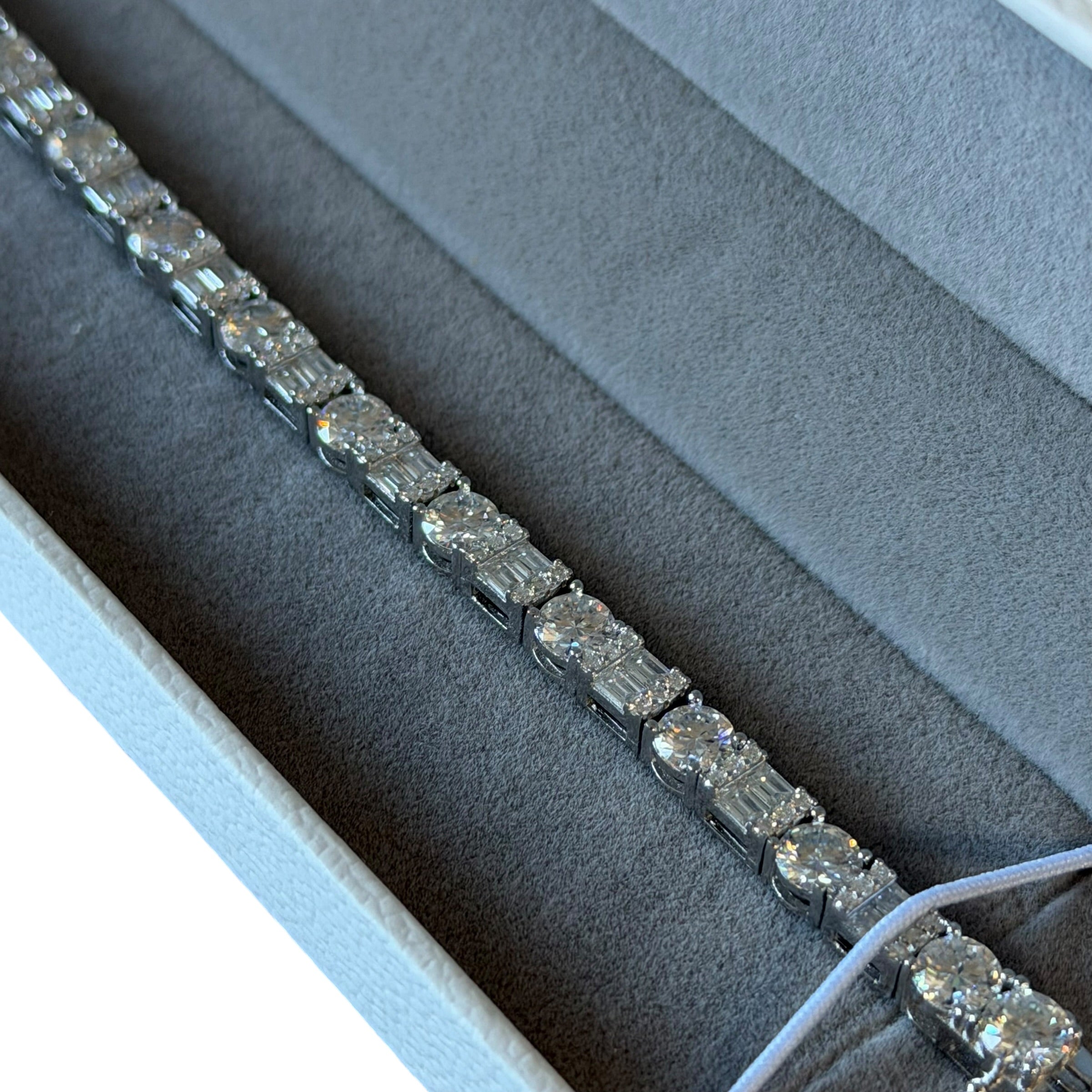 Silver Baguette Moissanite Diamond Bracelet