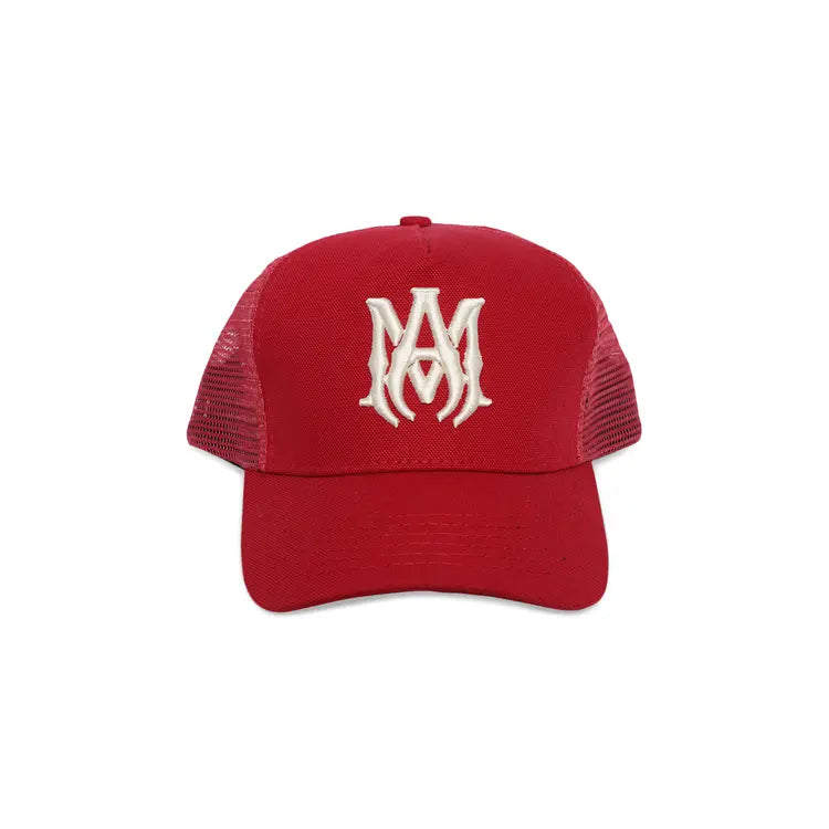 Amiri Red MA Logo Trucker Hat