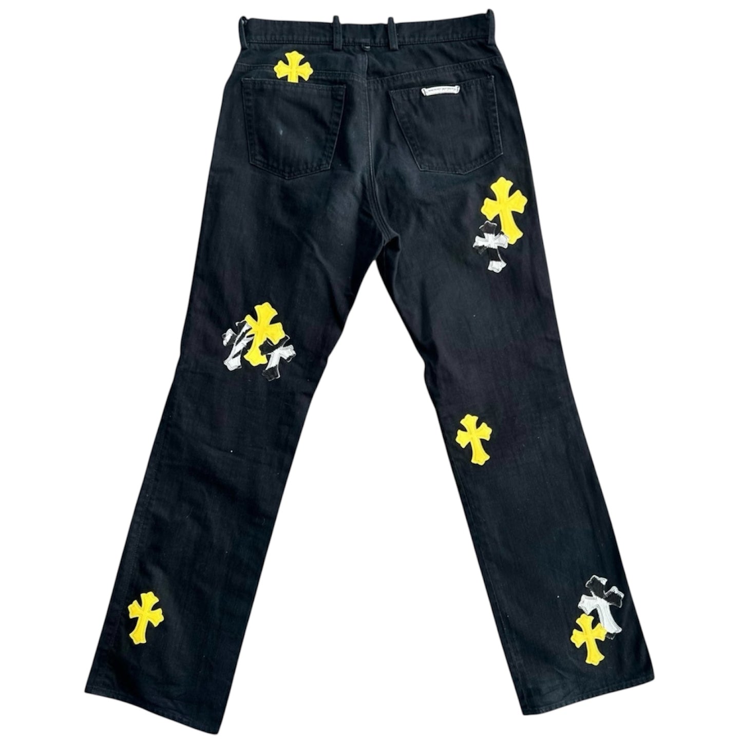 Chrome Hearts Black Cow & Yellow Cross Patch Jeans