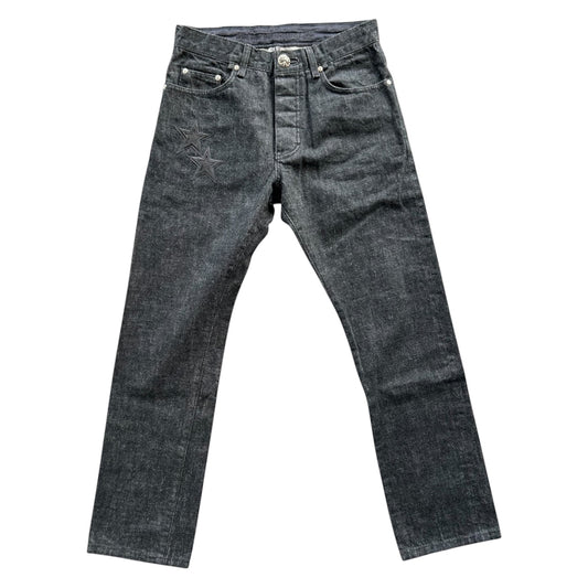Chrome Hearts Grey & Black Star Patch Jeans