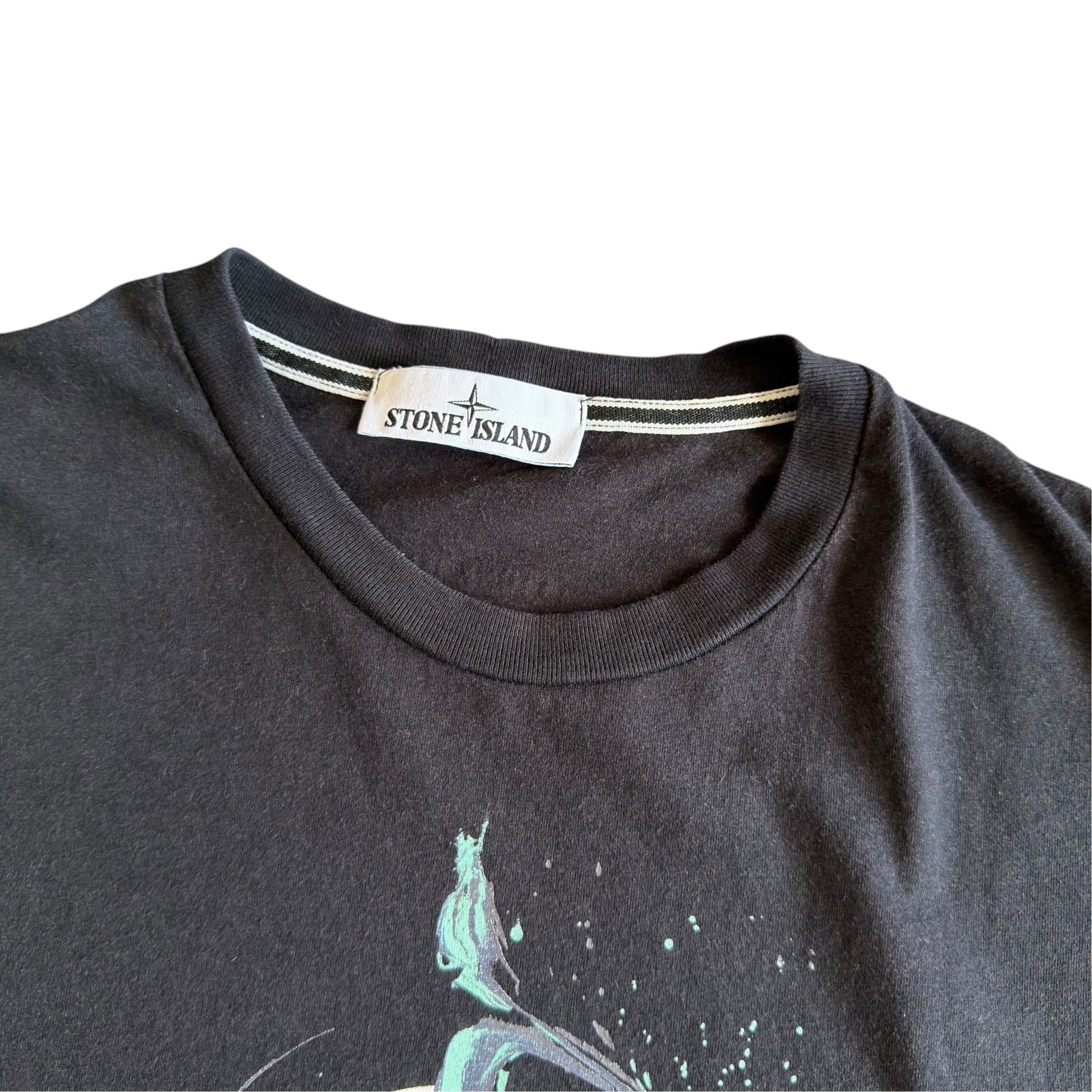 Stone Island Black Marble Logo T Shirt