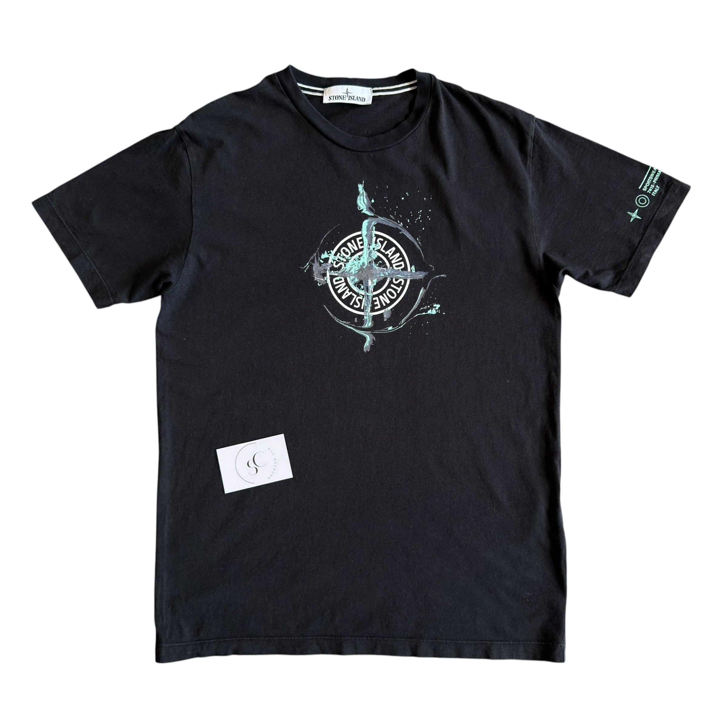 Stone Island Black Marble Logo T Shirt
