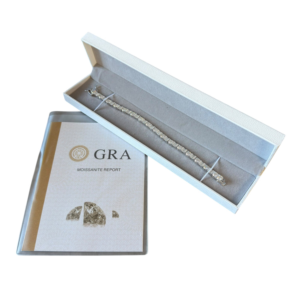 Silver Baguette Moissanite Diamond Bracelet