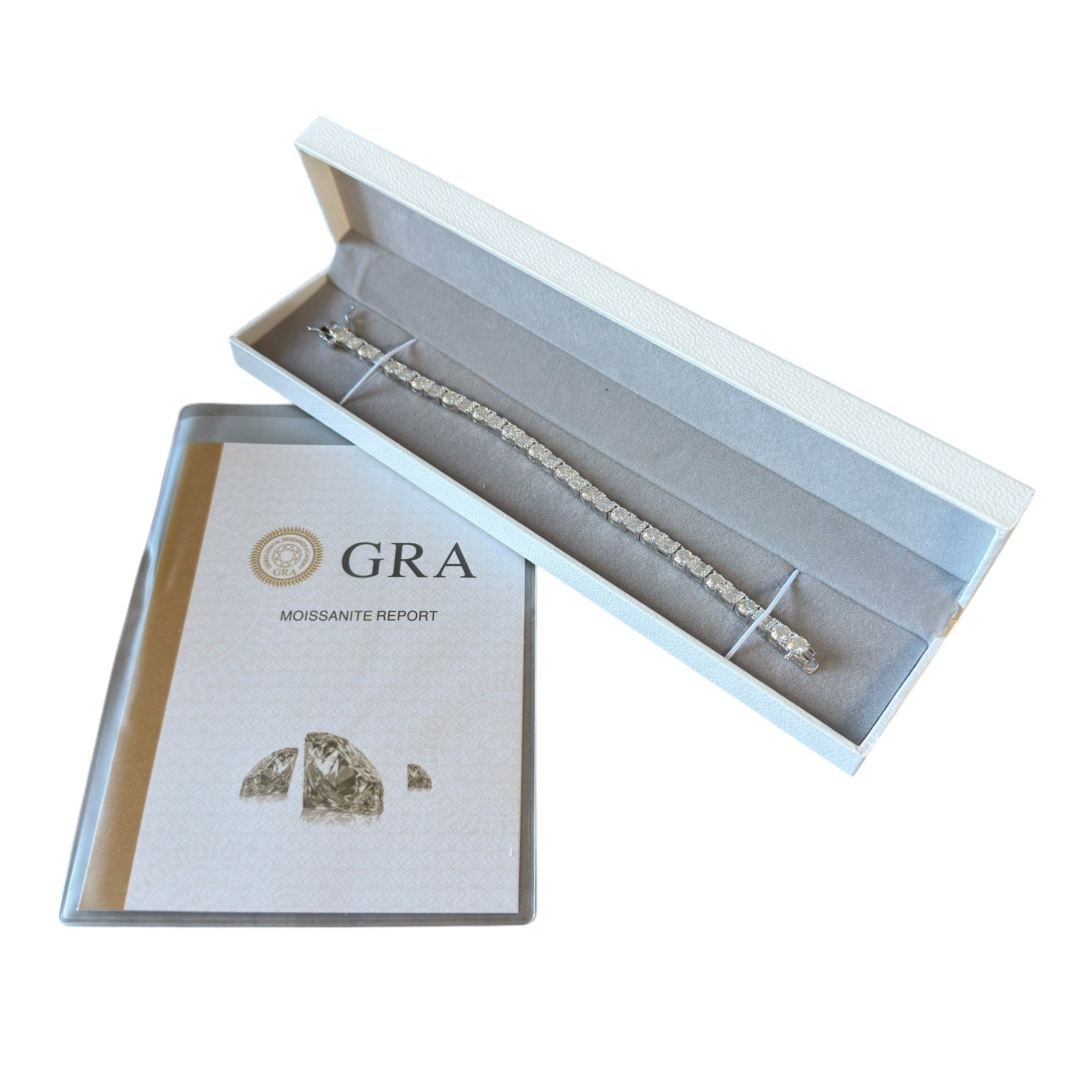 Silver Baguette Moissanite Diamond Bracelet