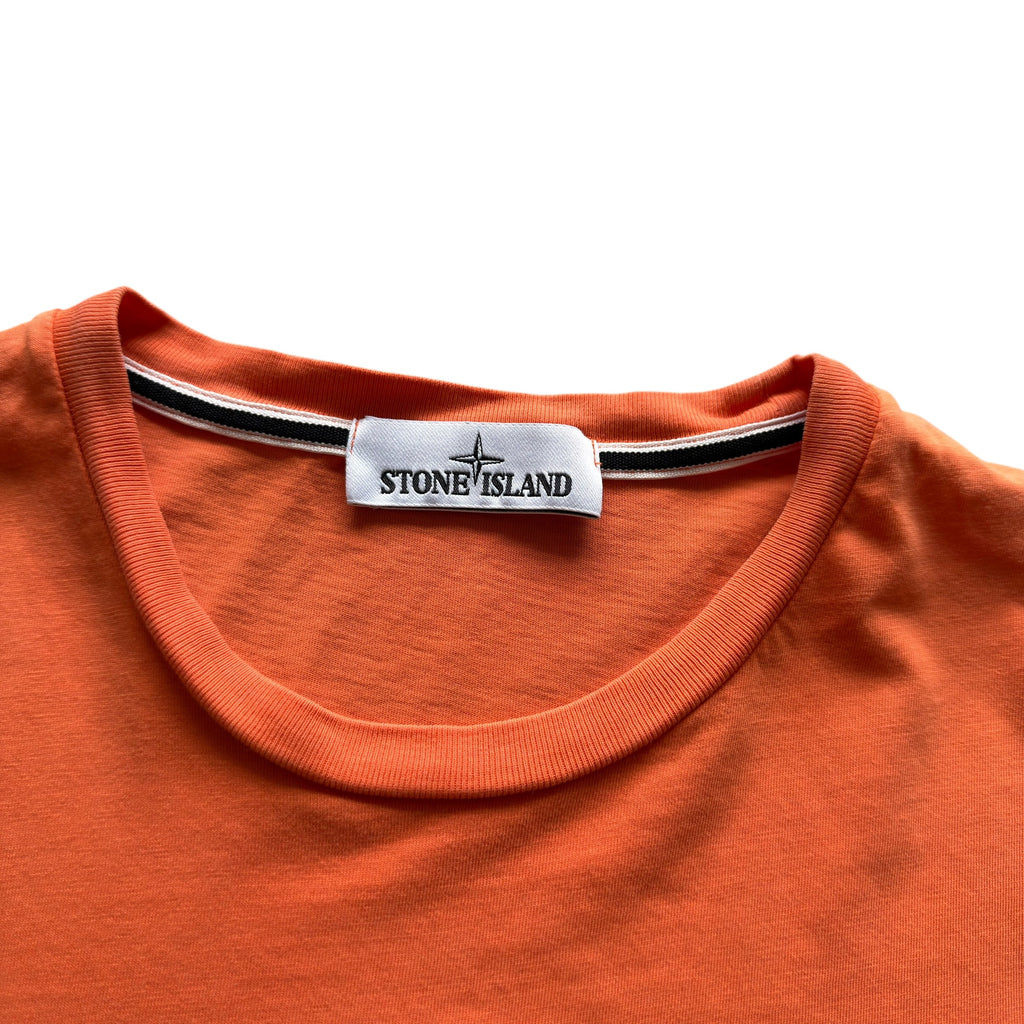 Stone Island Orange Compass Logo T Shirt