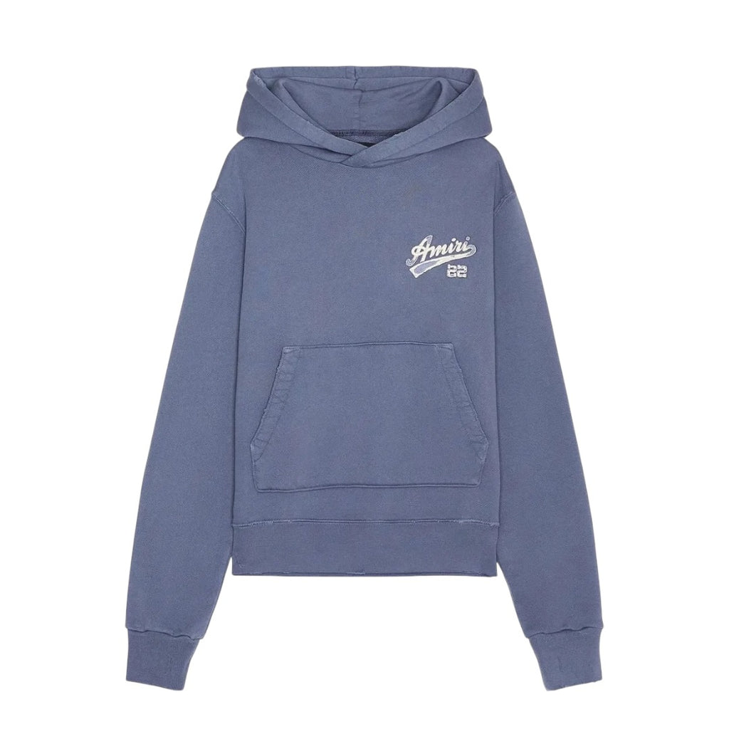 Amiri Blue Distressed 22 Logo Hoodie