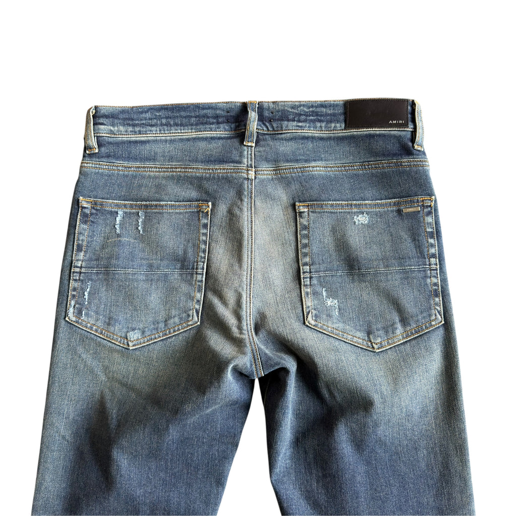Amiri Dark Blue Distressed Jeans