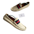 Gucci Beige Web Accent Loafers