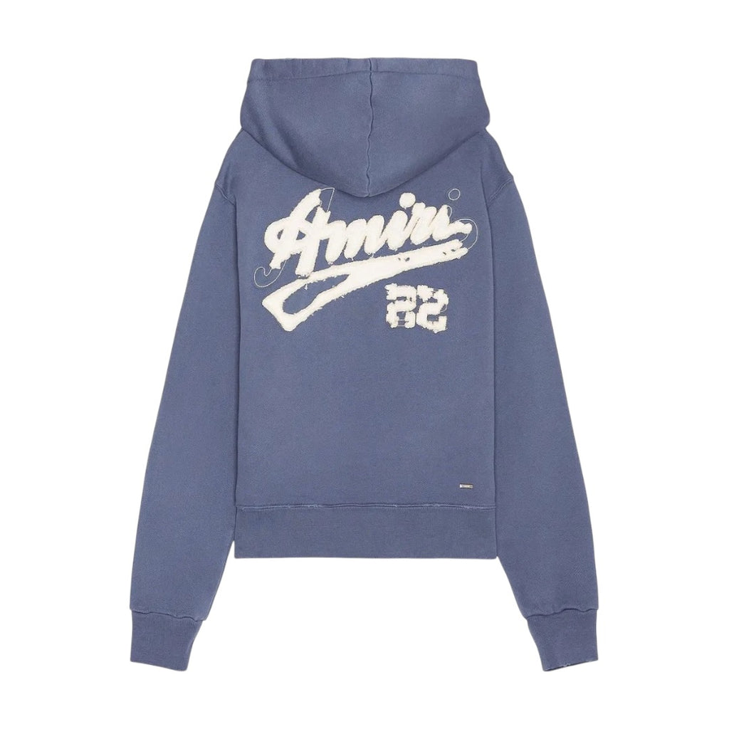 Amiri Blue Distressed 22 Logo Hoodie