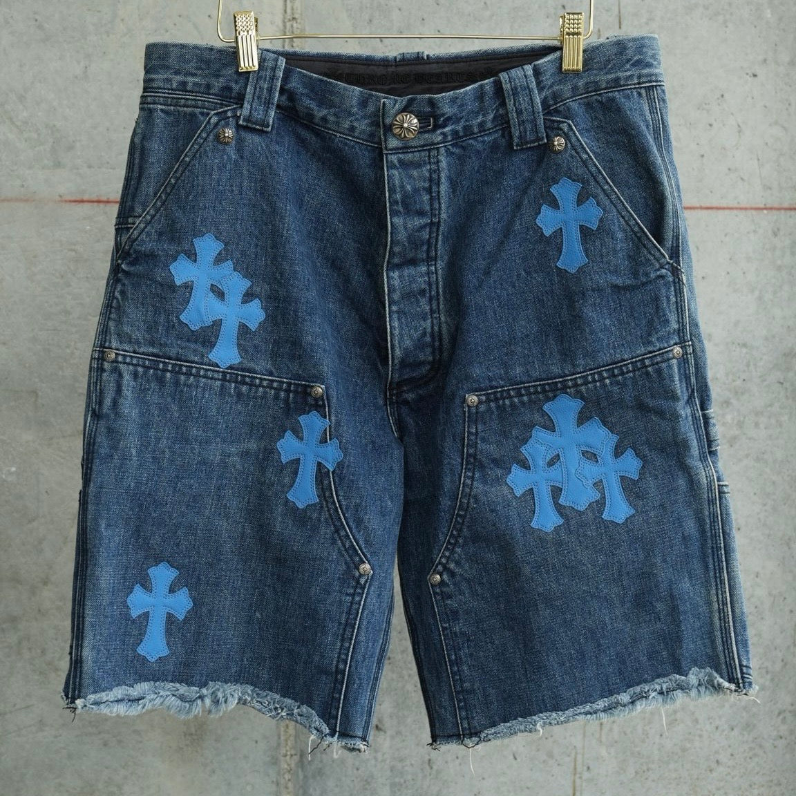 Chrome Hearts Blue Cross Patch Carpenter Shorts