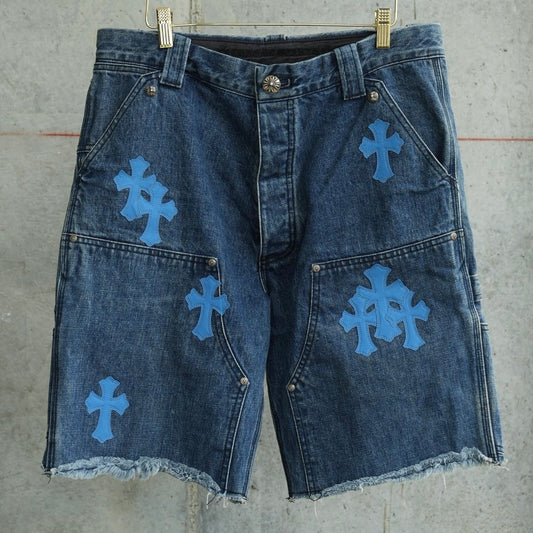 Chrome Hearts Blue Cross Patch Carpenter Shorts