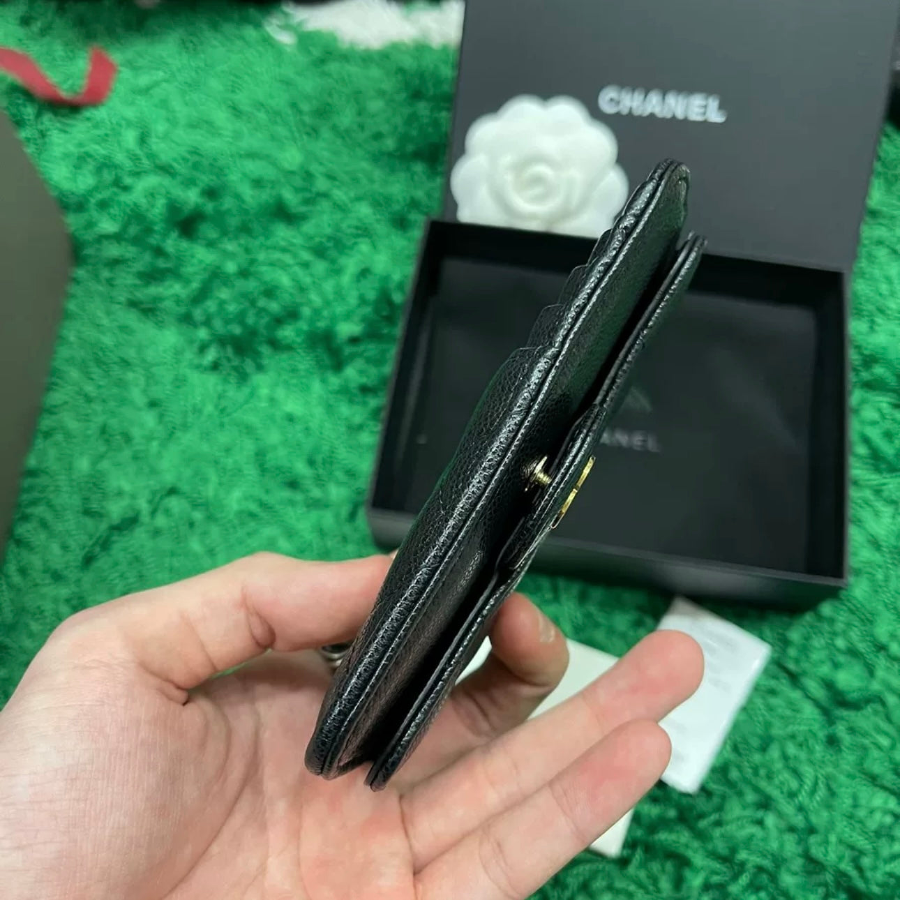 Chanel Black Leather Zip Cardholder