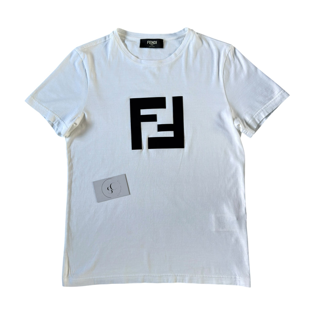 Fendi White Rubberised Logo T Shirt