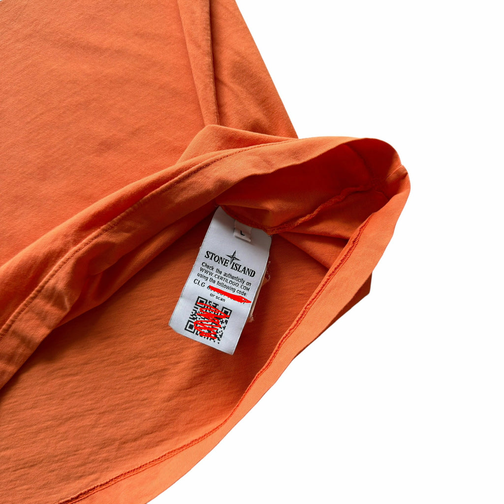 Stone Island Orange Compass Logo T Shirt