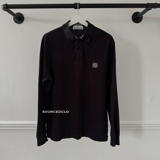 Stone Island Black Longsleeve Polo Shirt
