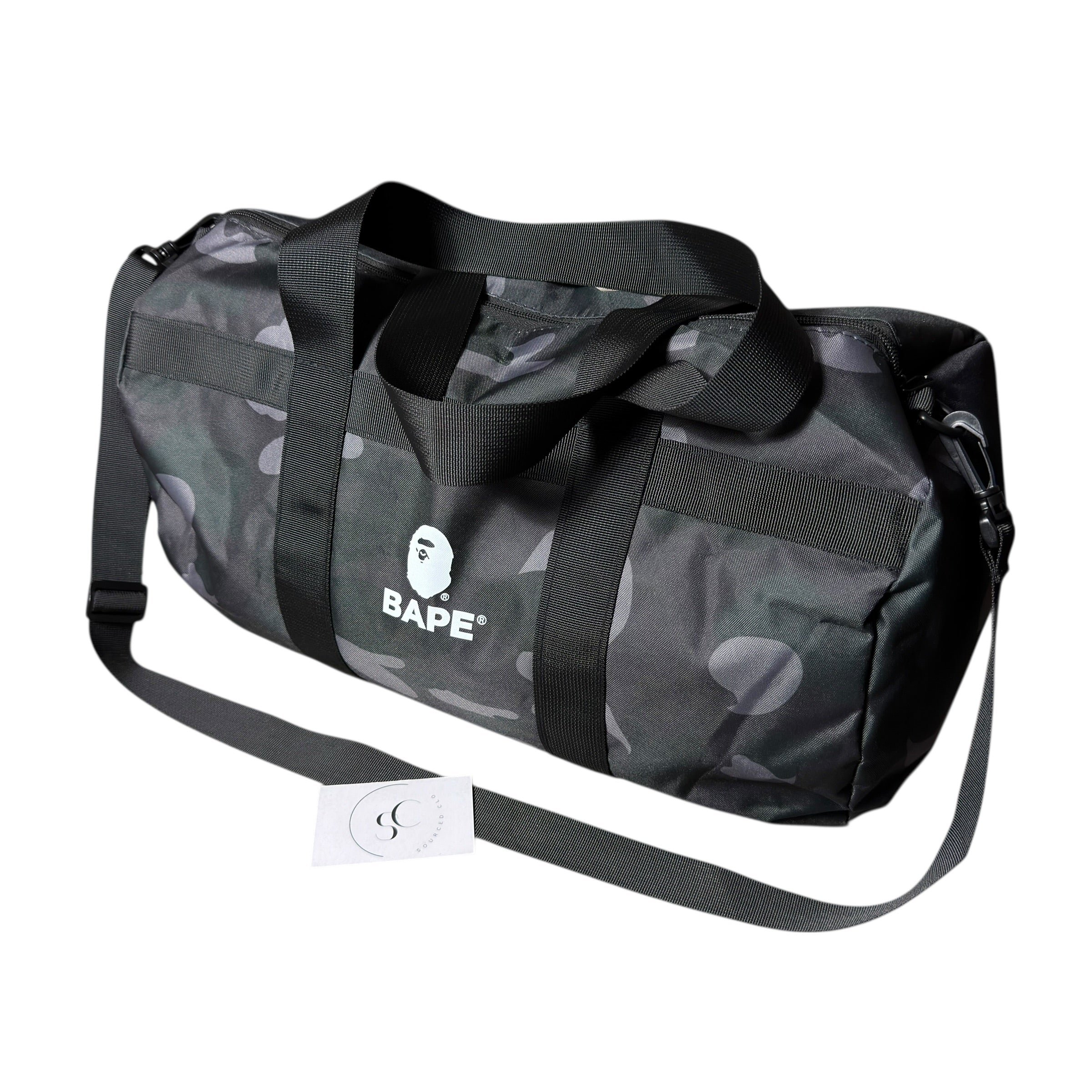 A Bathing Ape Bape Black Camo Duffle Bag
