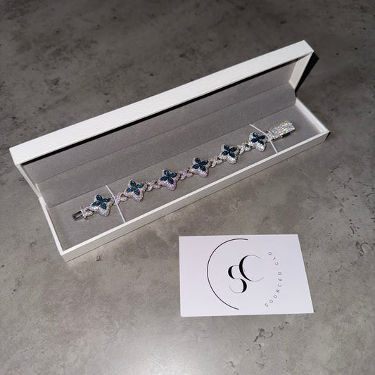 VVS Silver & Blue Diamond Clover Bracelet