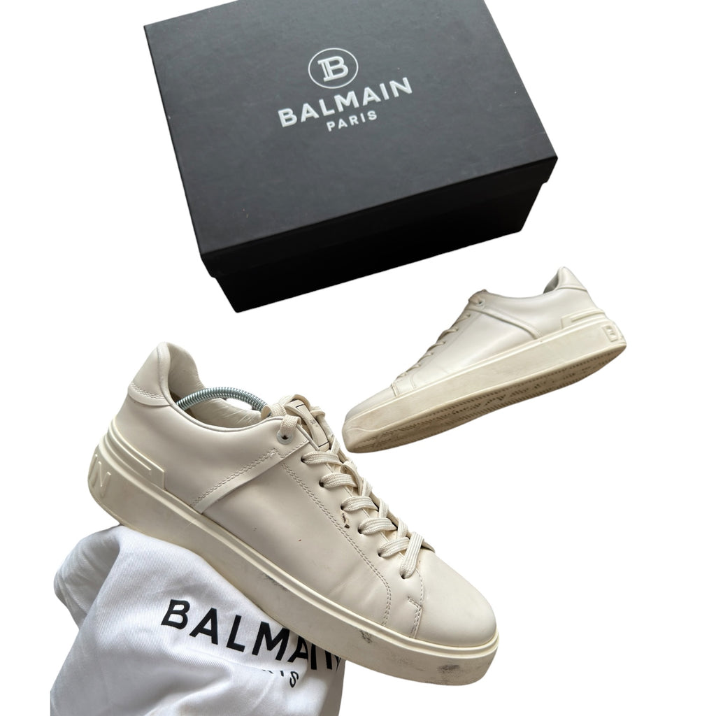 Balmain White B Court Trainers