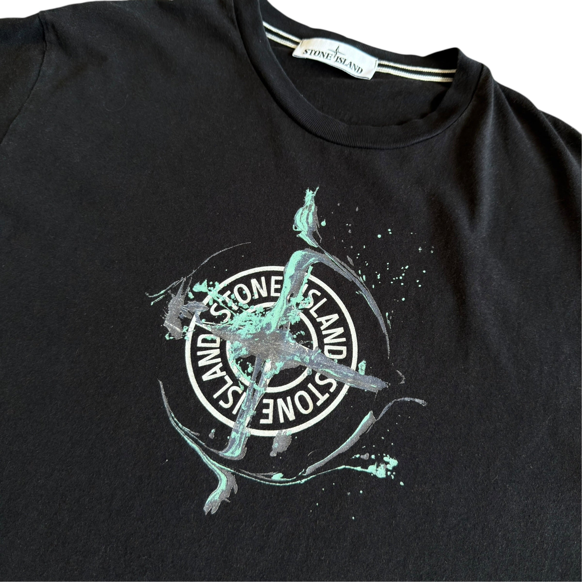 Stone Island Black Marble Logo T Shirt