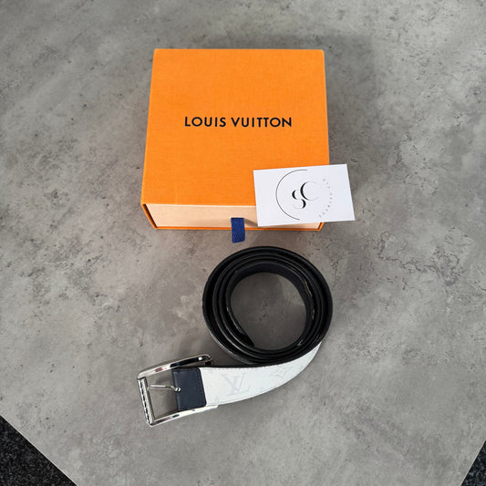Louis Vuitton White Leather Monogram Belt