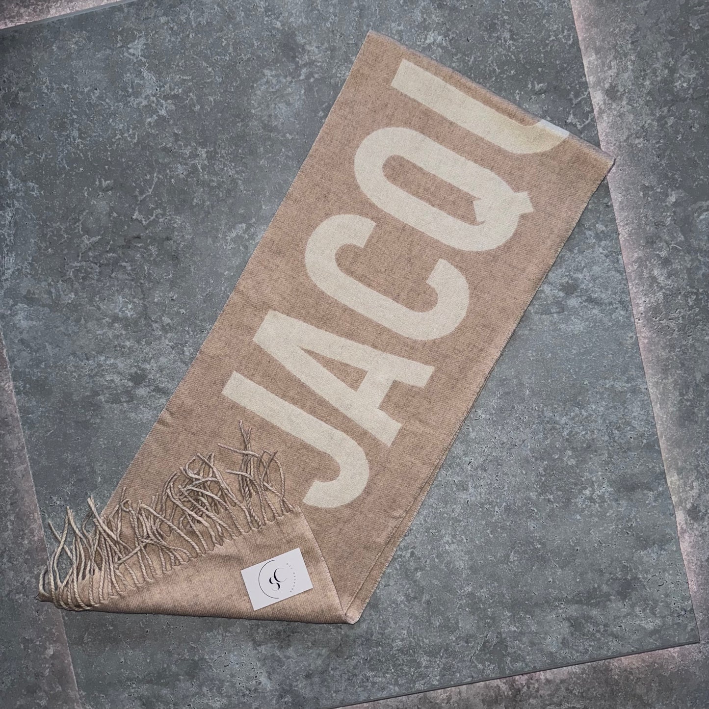 Jacquemus Beige Logo Wool Scarf