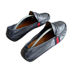 Gucci Navy Web Accent Loafers