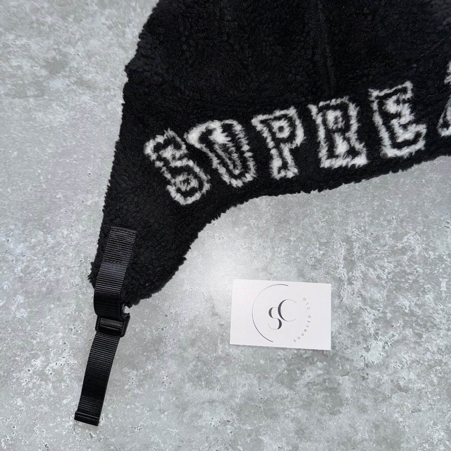 Supreme Black Shearling Trooper Hat