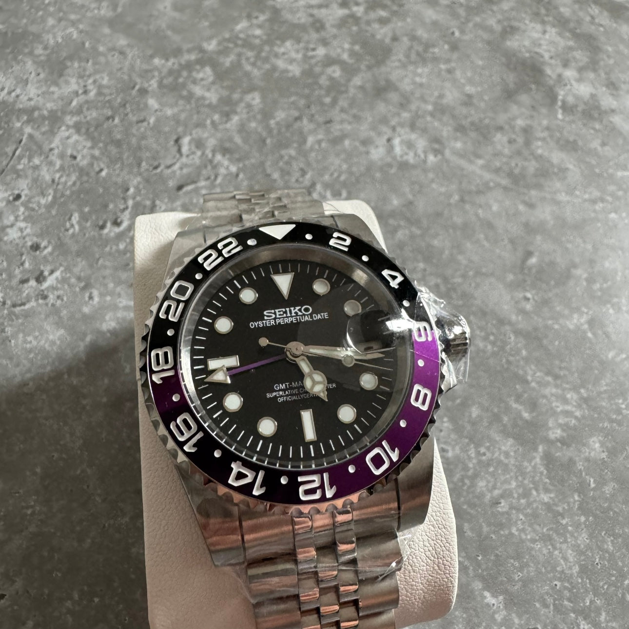 Seiko Mod Purple GMT Automatic Watch