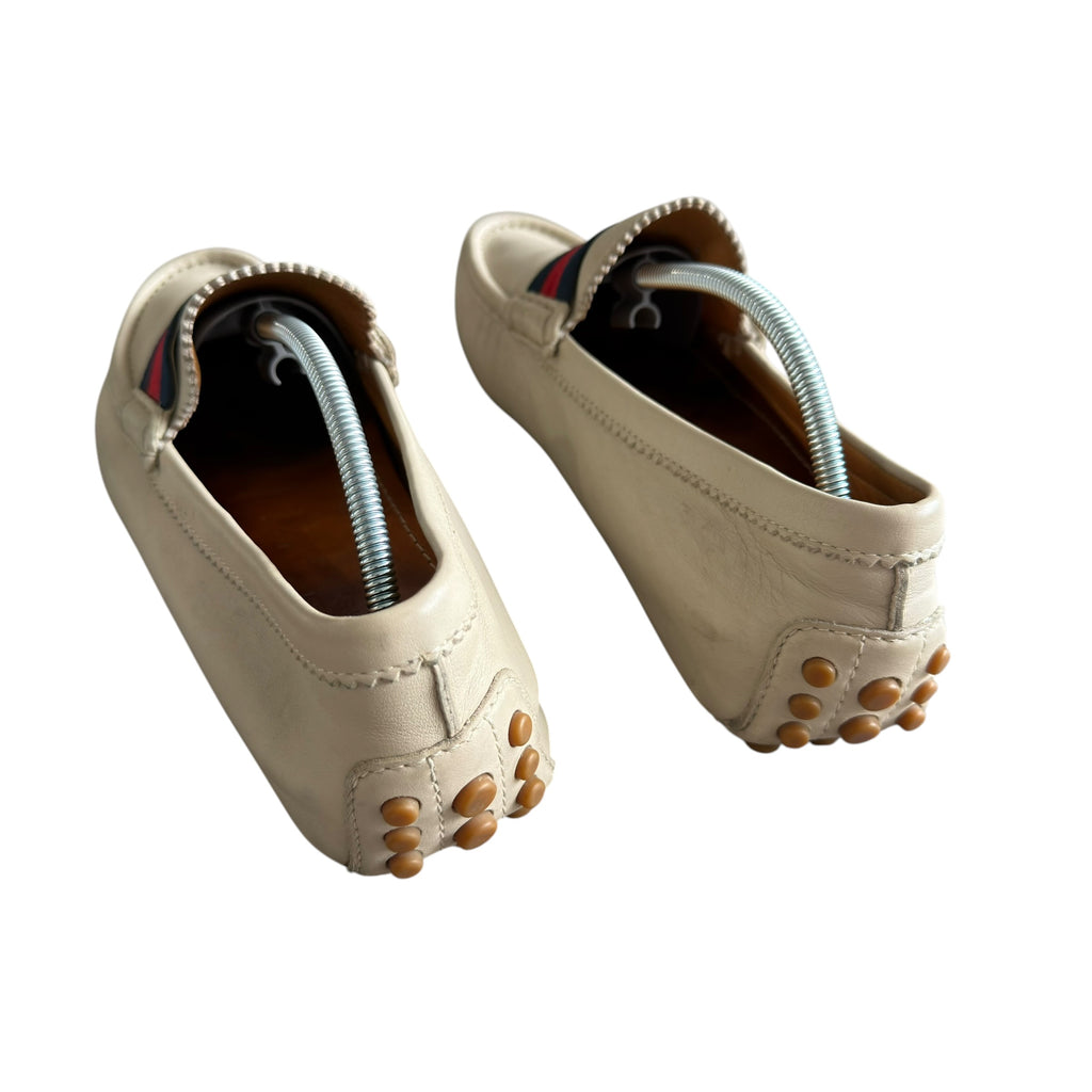 Gucci Beige Web Accent Loafers