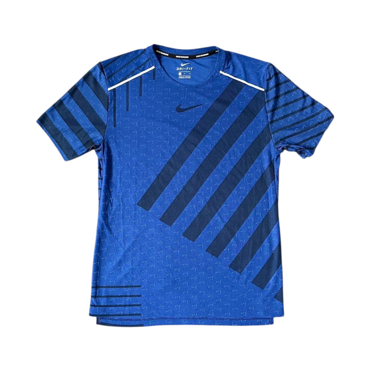 Nike Blue Stripe Techknit Miler T Shirt