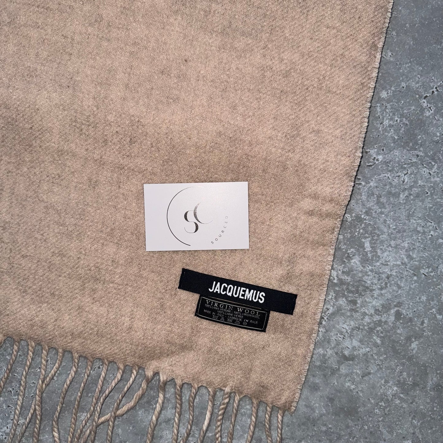 Jacquemus Beige Logo Wool Scarf