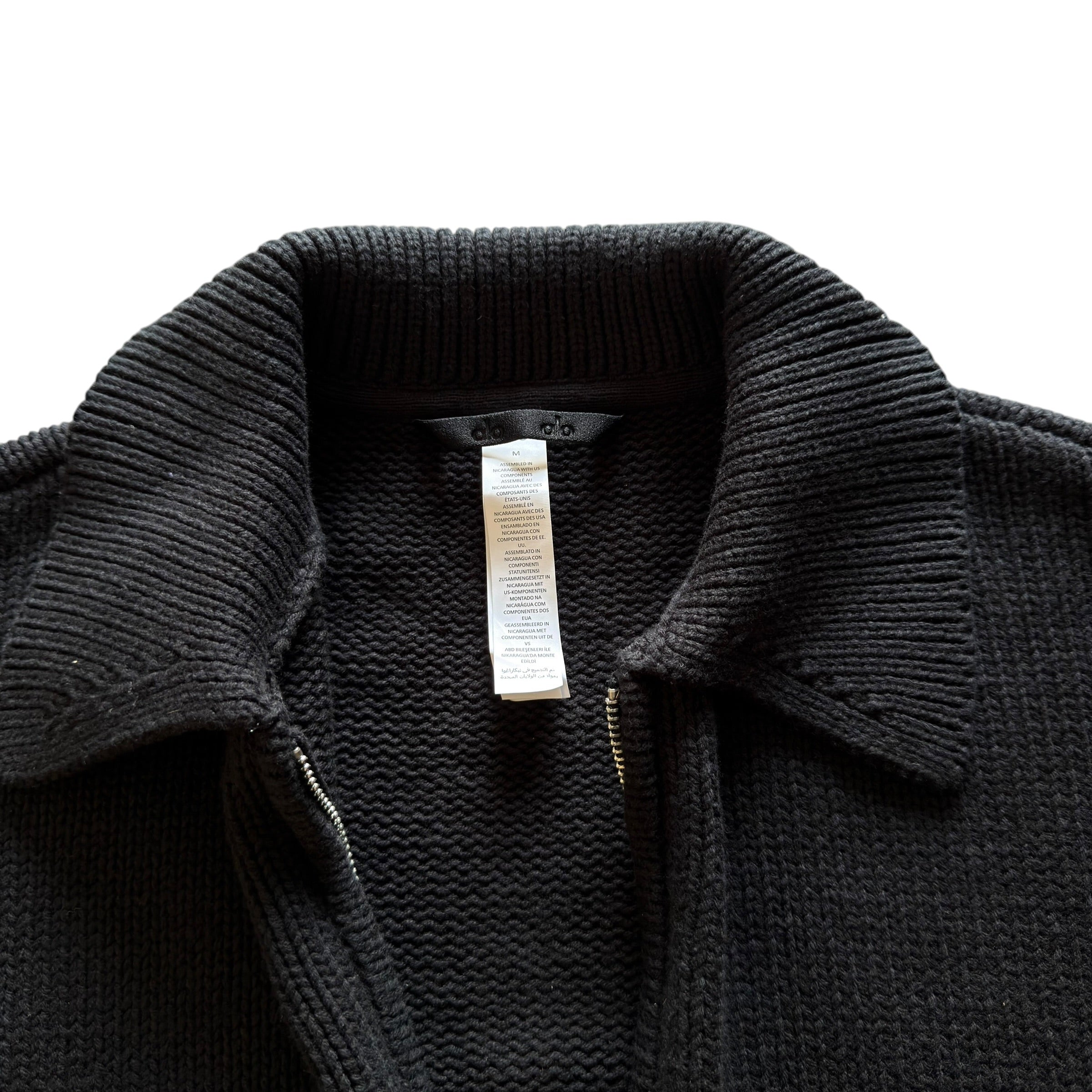 Alo Heritage Black Knit Zip Jacket