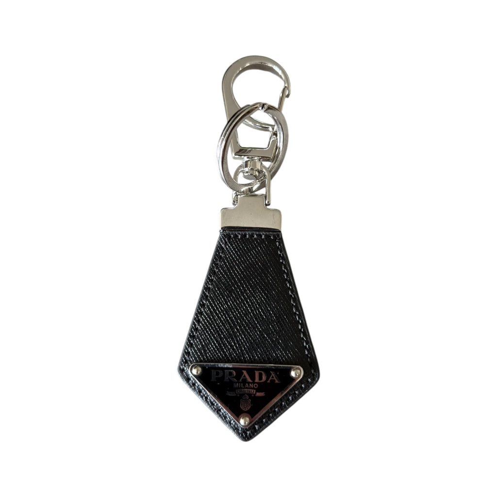 Prada Black Saffiano Leather Keychain