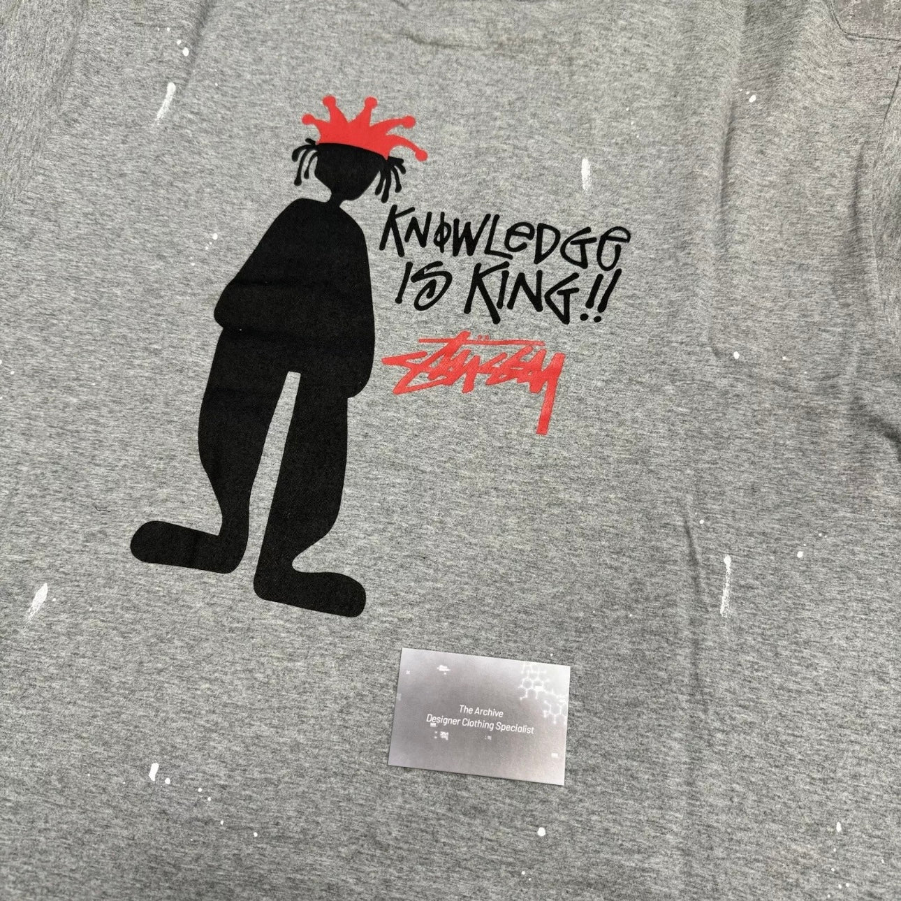 Stussy Knowledge Is King Grey Tee