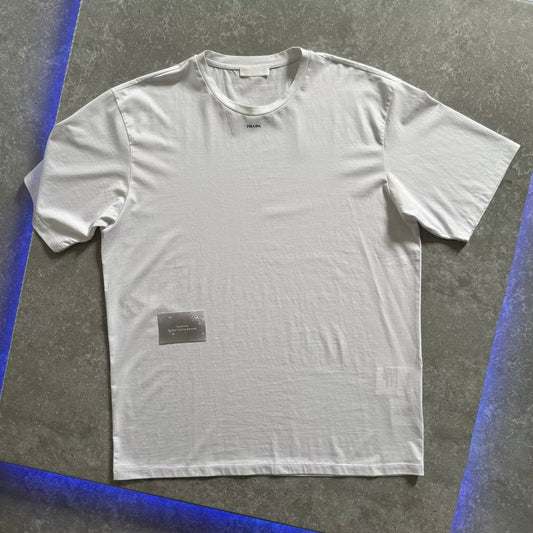 Prada White Stretch Cotton Logo T Shirt