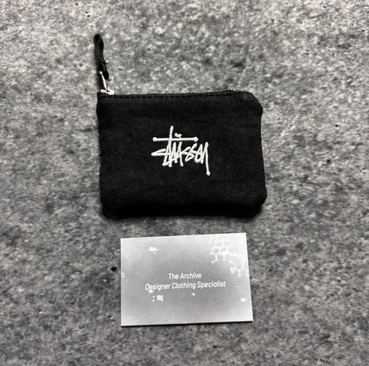 Stussy Canvas Washed Black Coin Pouch