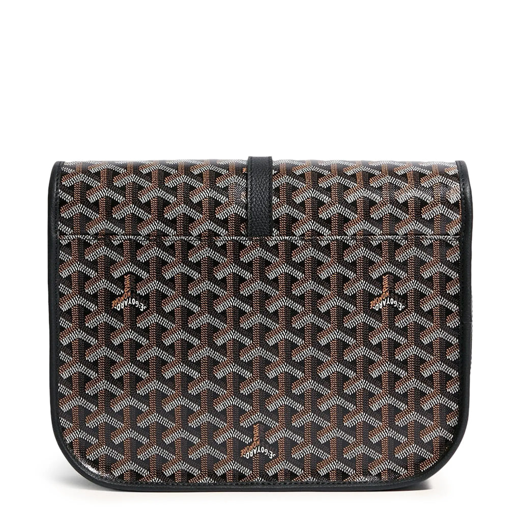 Back of Goyard Goyardine Belvedere II Black MM Messenger Bag BELVE3MMLTY01CG01P